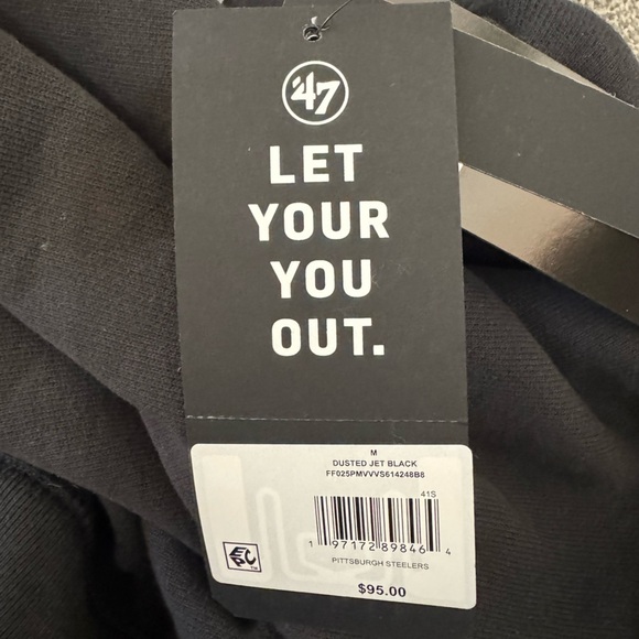 NWT! Men’s ‘47 Pittsburg Steelers black crewneck sweatshirt Size Medium - Picture 4 of 5